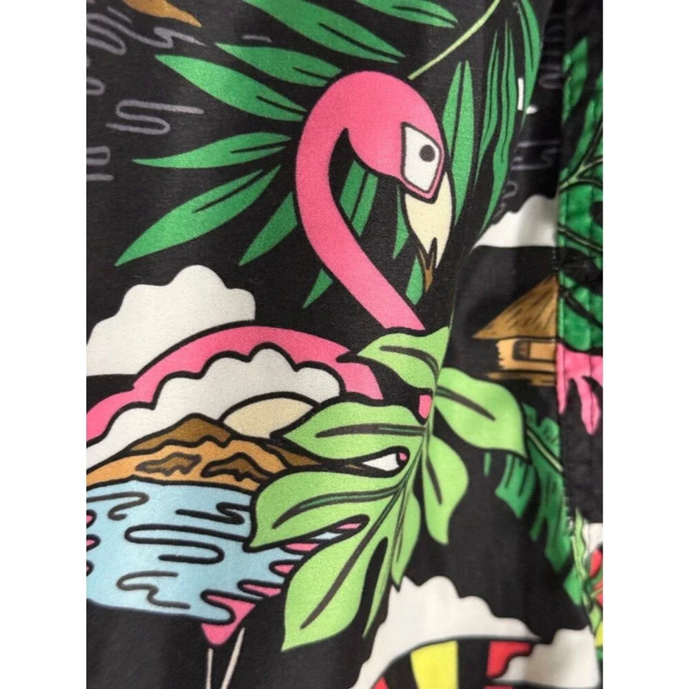 3/$50 Spicy Tuna Tropical Flamingo Hawaiian Print Swim Trunks Shorts Mens Large